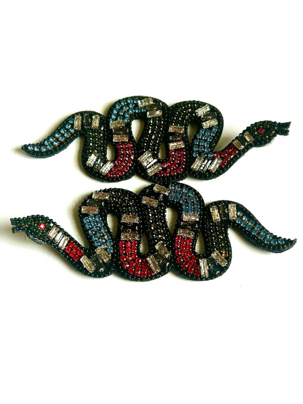 KINGSNAKE BLING Rhinestone Encrusted Statement Earrings Dangle Post 4.5"L NWT - Picture 4 of 6